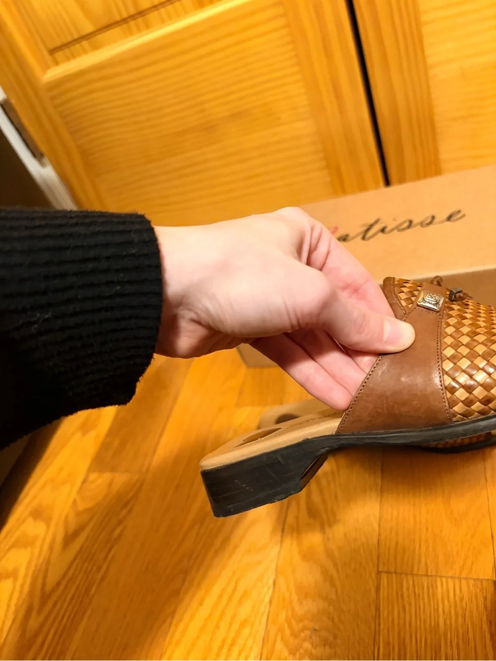 Brighton Brown Woven Leather Sandals - Picture 7 of 8